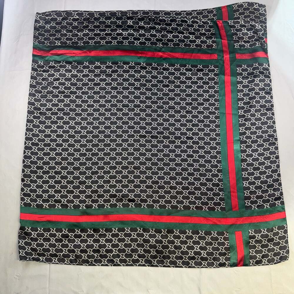 Gucci GG Monogram Web Stripe Silk Square Scarf